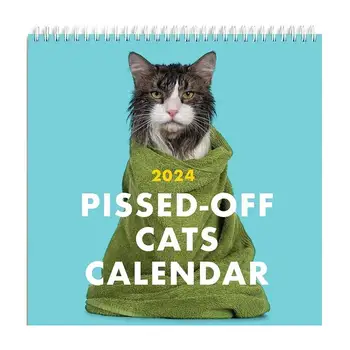  Креативный календарь с разъяренными кошками, креативный портативный ежемесячный календарь, календарь планирования для любителя кошек, украшение рабочего стола