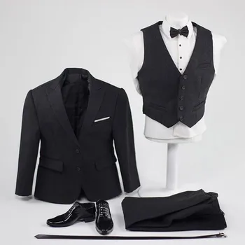  Мужская одежда в масштабе 1/6 CEN-M04, деловая униформа, джентльменские черные костюмы, аксессуары для фигурной одежды, подходят для 12-дюймового тела PH TBL