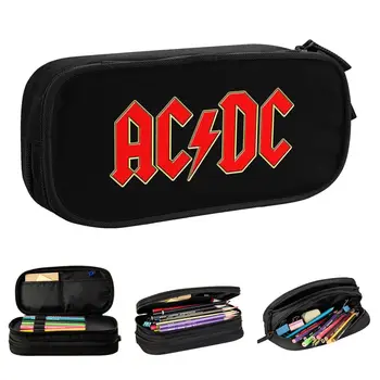  Тяжелый пенал AC DC, металлическая сумка для ручек в стиле рок-музыки, студенческая Вместительная сумка для хранения школьных принадлежностей, подарки, пеналы